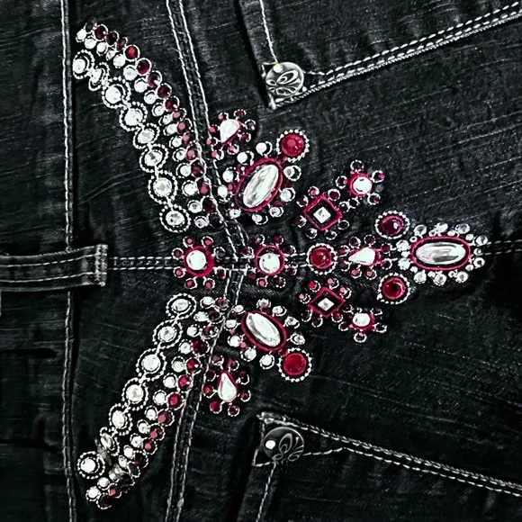 V Cristina red and crystal embellished Jeans, sz 6 - Picture 8 of 10